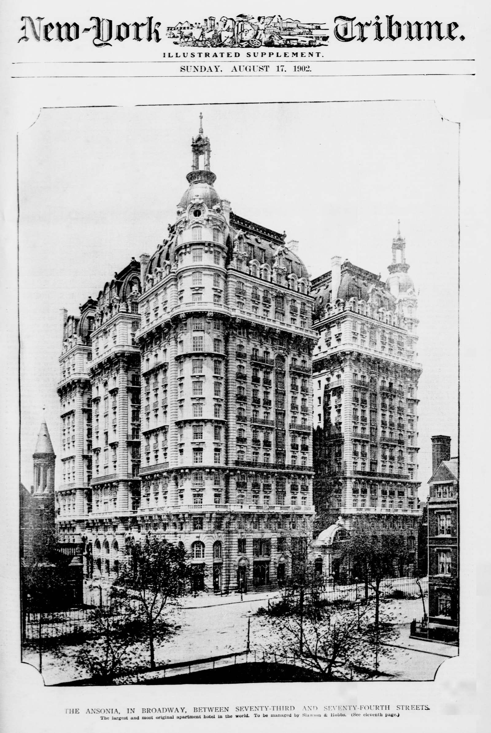 The Ansonia on the cover of the New-York Tribune illustrated supplement in 1902.