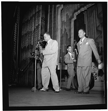 Arnett Cobb and Walter Buchanan at the Apollo Theatre, about 1947