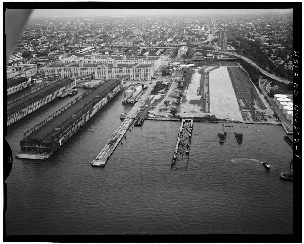 Historic aerial view of Brooklyn Army Terminal.