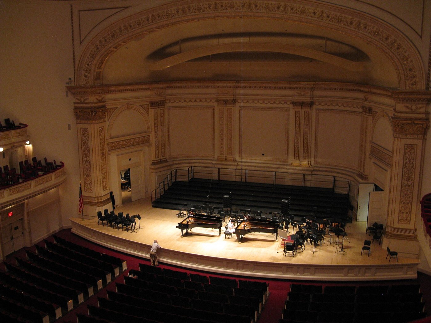 The stage and tiers of the main auditorium at Carnegie Hall.