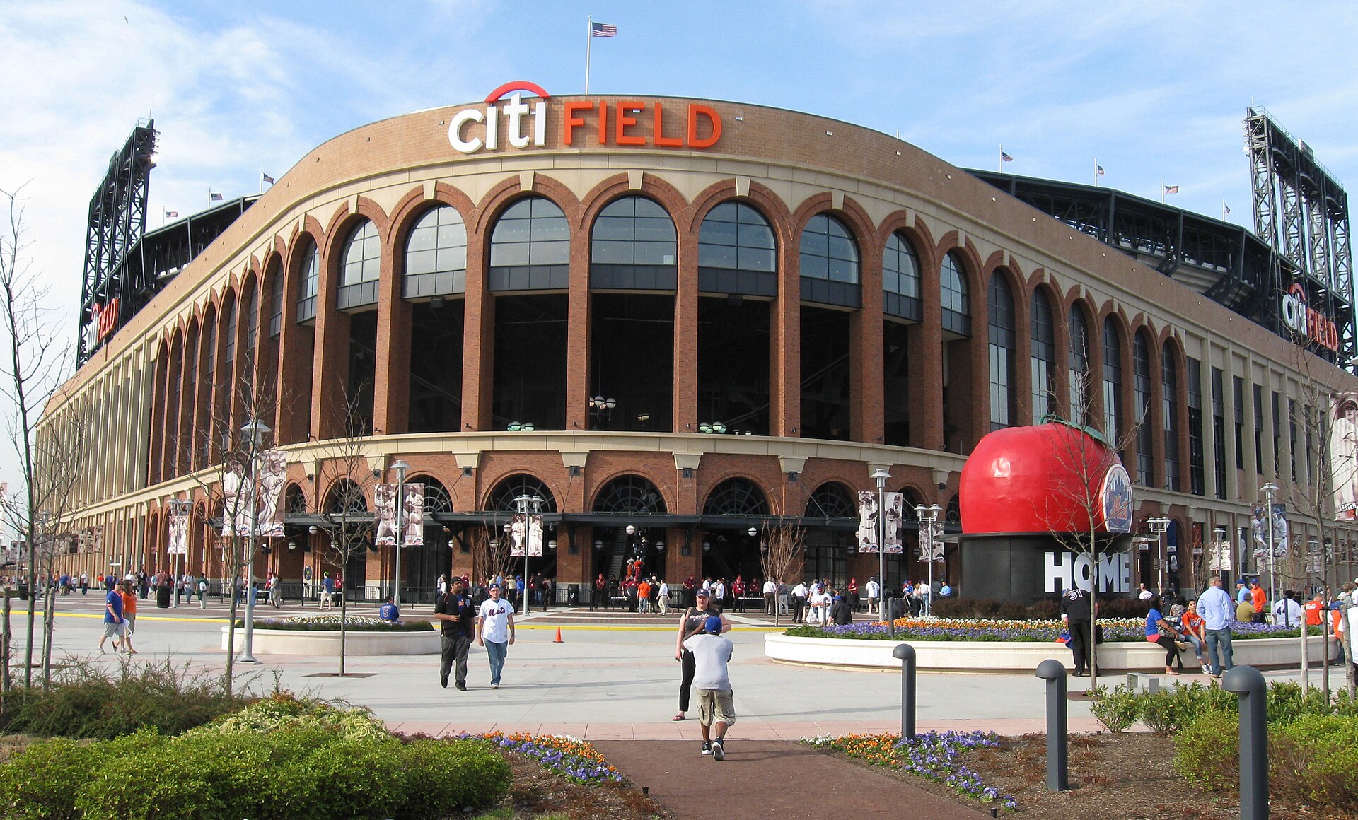The original Shea Stadium Home Run Apple in Mets Plaza outside Citi Field