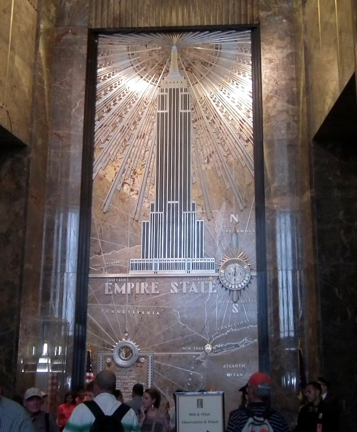 The aluminum relief of the Empire State Building in the Fifth Avenue lobby.