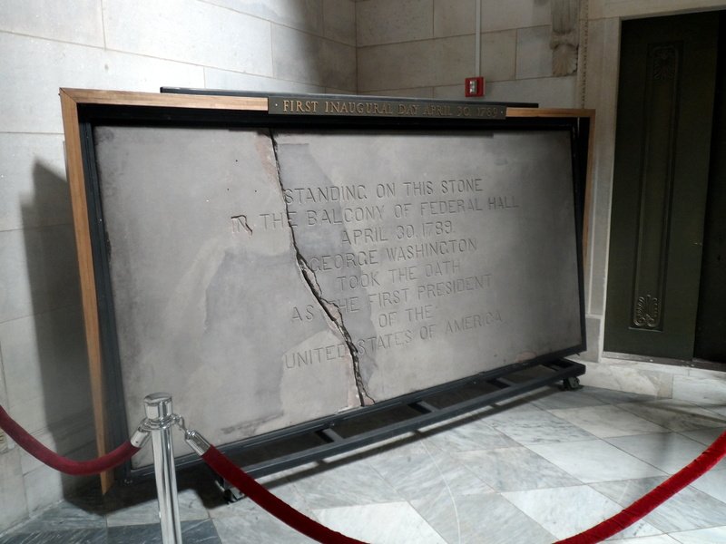 The Washington Stone on display at Federal Hall