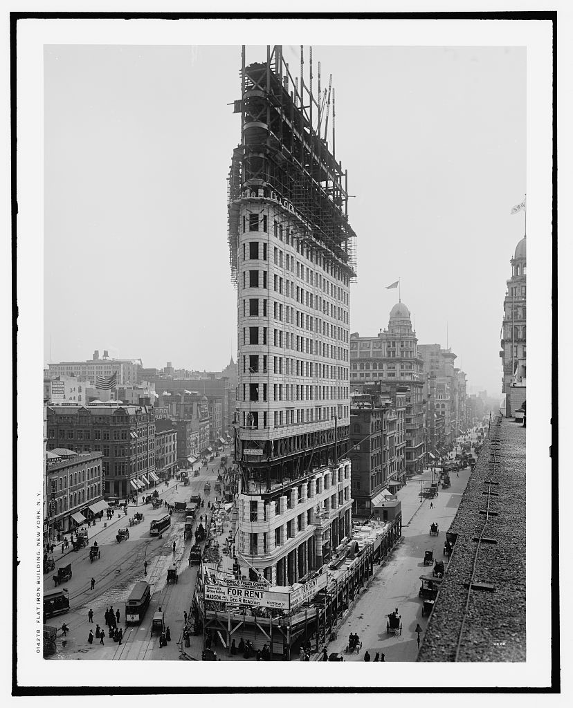 The Flatiron Building at Fifth Avenue and Broadway around 1902.