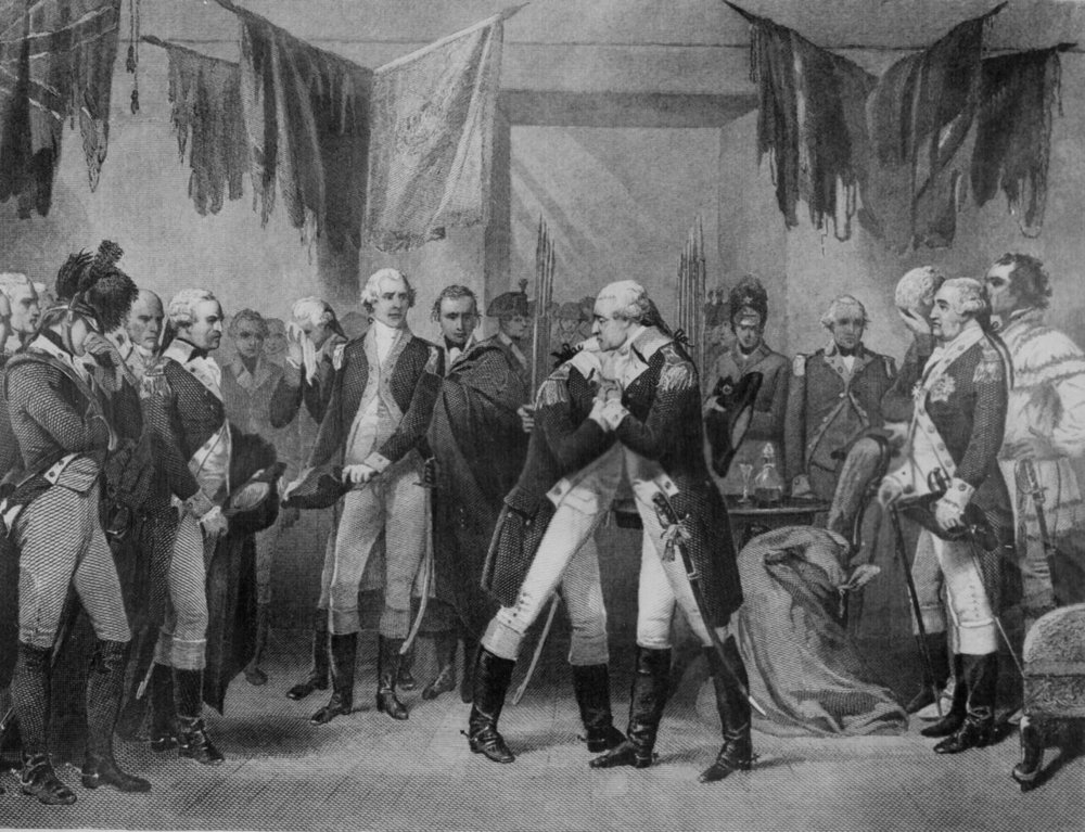 Engraving of Washington's farewell to his officers after a painting by Alonzo Chappel