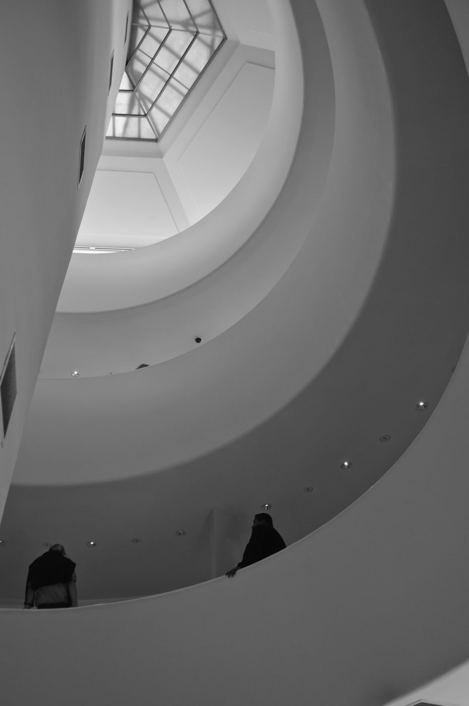 Looking up the Guggenheim rotunda toward the circular skylight