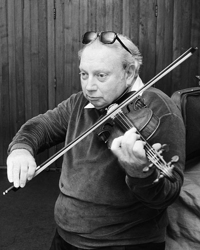 Isaac Stern playing the violin.
