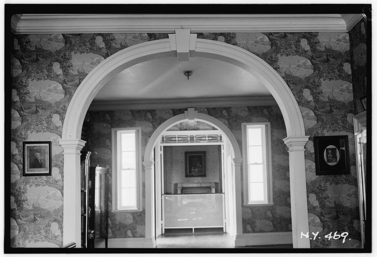 The entrance hall looking toward the octagonal room, 1936 - Morris-Jumel Mansion, New York City