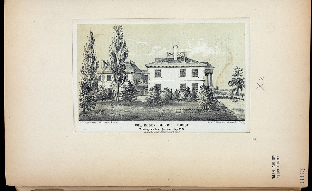 Nineteenth-century illustration of Colonel Roger Morris's house, Washington's headquarters in September 1776 - Morris-Jumel Mansion, New York City