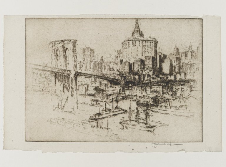 Joseph Pennell's early twentieth-century view of the Municipal Building and its setting