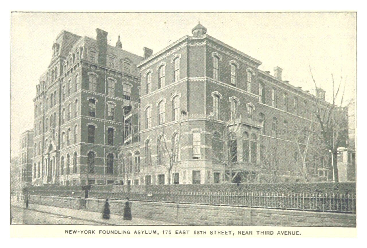 Engraving of the New York Foundling Asylum at 175 East 68th Street near Third Avenue, published in 1893
