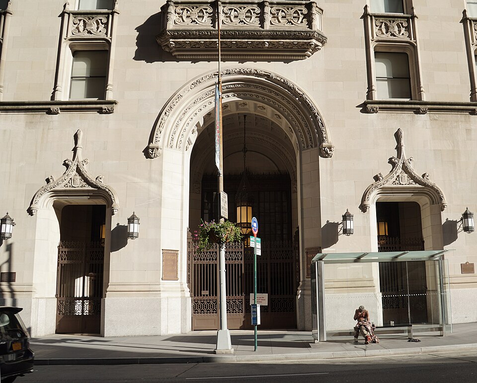 Bronze gates and stonework at the New York Life building entrance