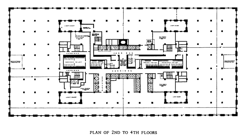 Archival floor plan for the New York Life building