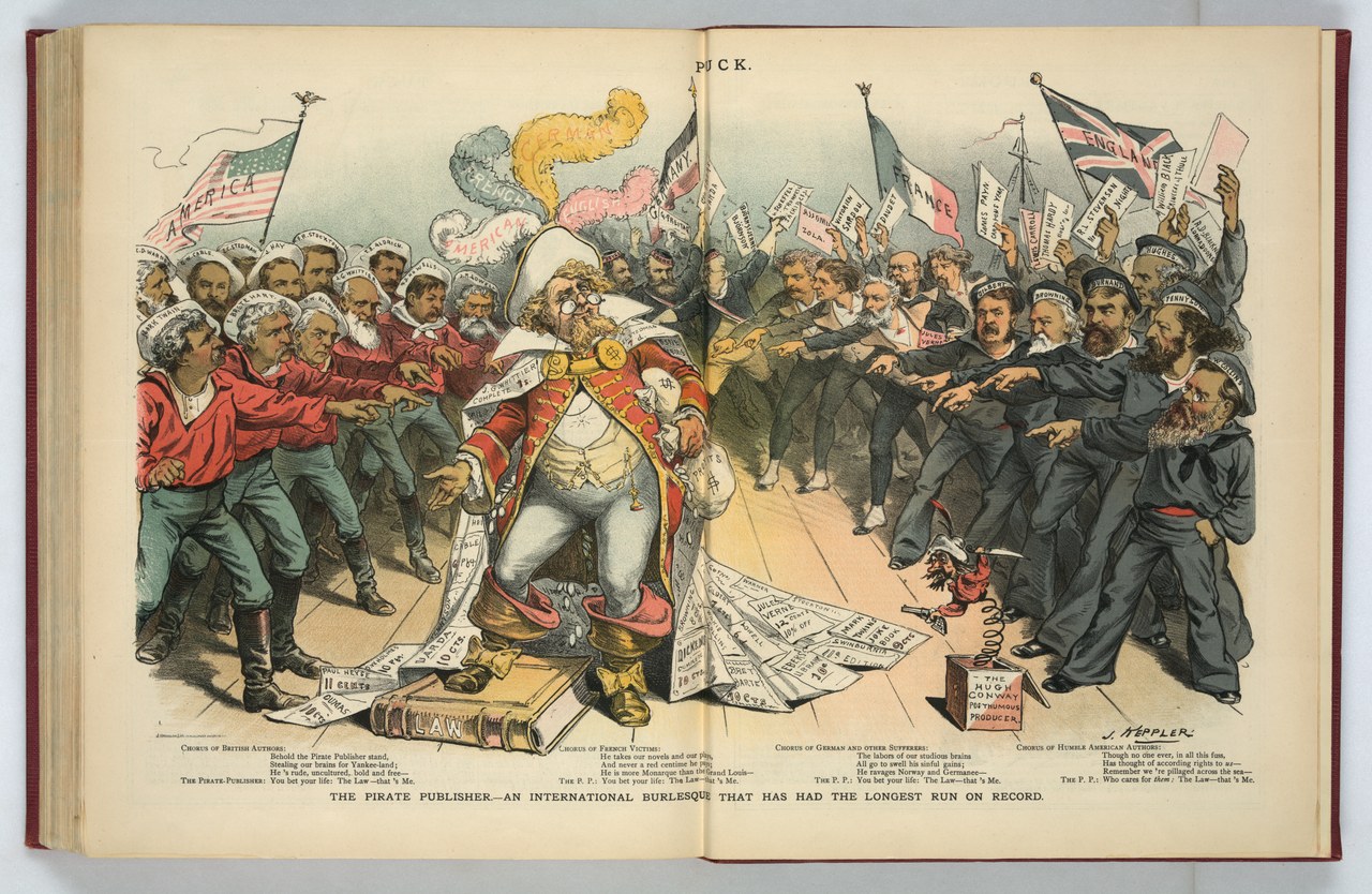 The Pirate Publisher, Joseph Keppler's 1886 Puck cartoon satirizing copyright abuses.