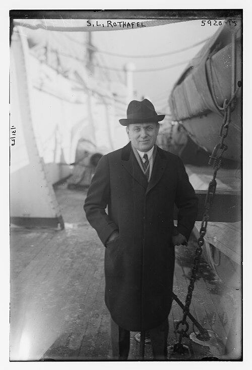 S. L. Rothafel, known as Roxy, standing on a ship's deck in 1923