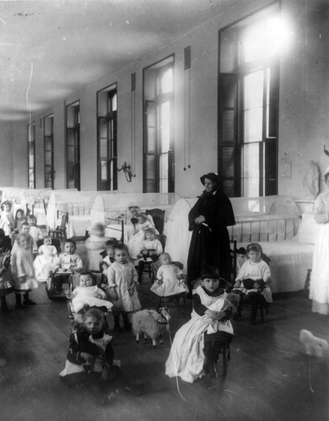 Sister Irene and children at the New York Foundling orphanage in Manhattan