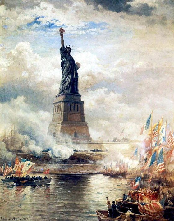 Painting of the unveiling of the Statue of Liberty in New York Harbor on October 28, 1886