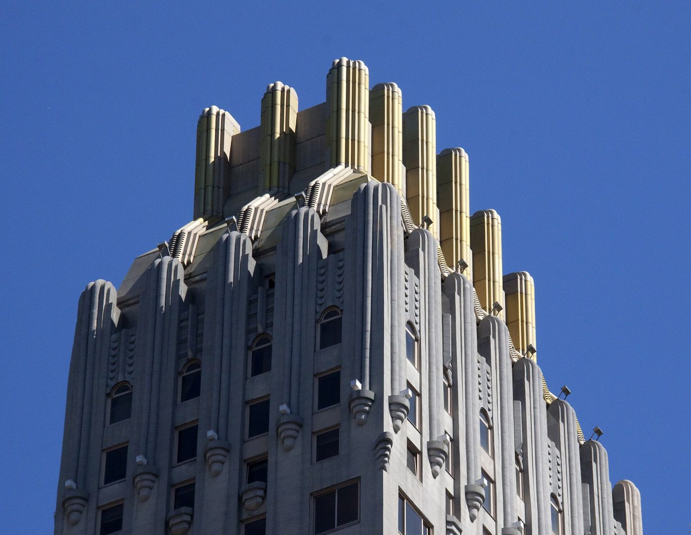 Gilded roof crown of Trump Parc, the former Barbizon-Plaza Hotel at 106 Central Park South, Manhattan