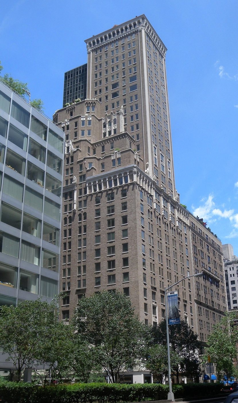 Trump Park Avenue at 502 Park Avenue and 59th Street, the former Hotel Delmonico, seen from across Park Avenue