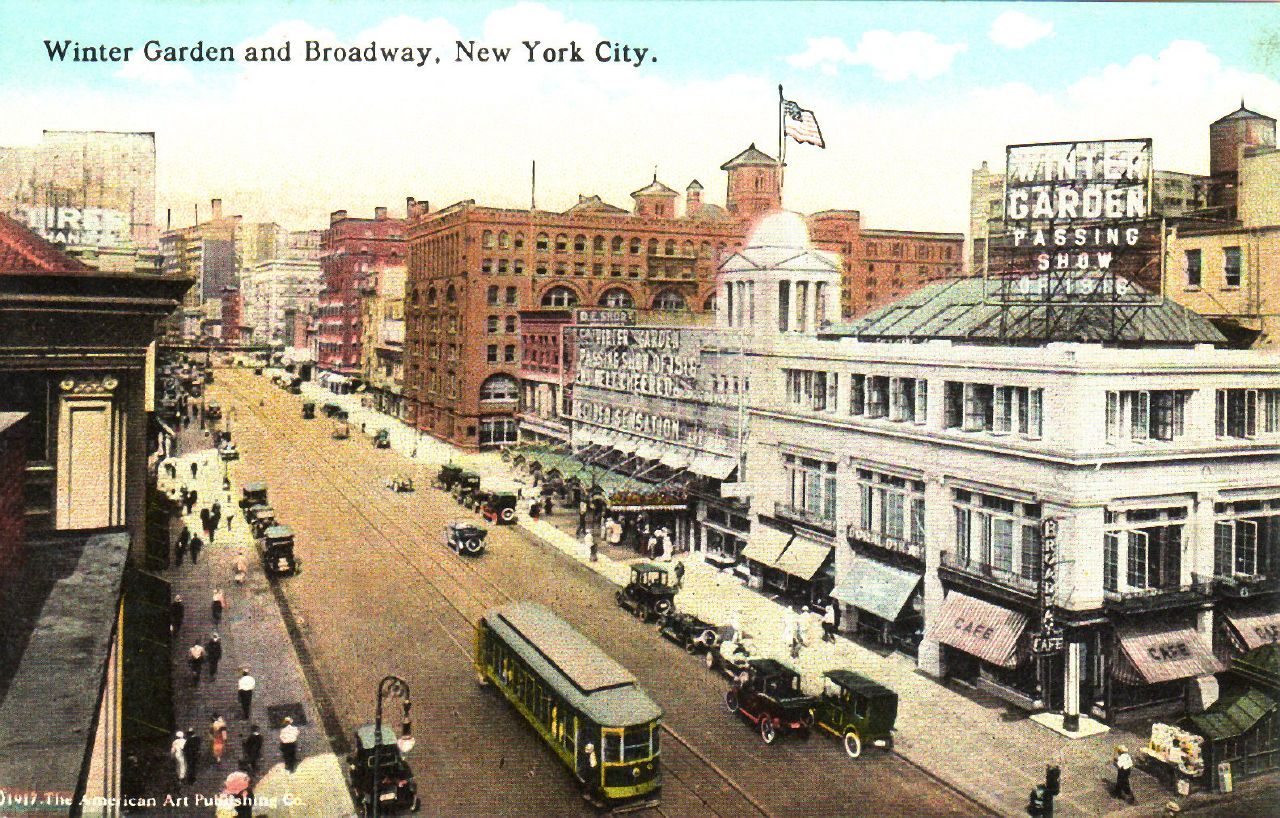 Postcard of Broadway at the Winter Garden Theatre in Manhattan showing The Passing Show of 1916